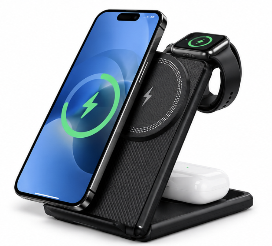Incarcator Wireless 3 in 1 Andowl A20 de 20W Statie de incarcare pentru Telefon Smartwatch si Casti